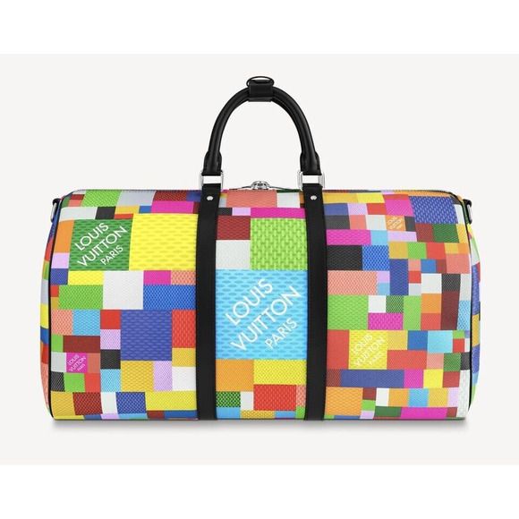 Louis Vuitton Keepall Bandouliere 50 Multicolor Damier 3D Lego Duffle Travel Bag - Picture 7 of 12